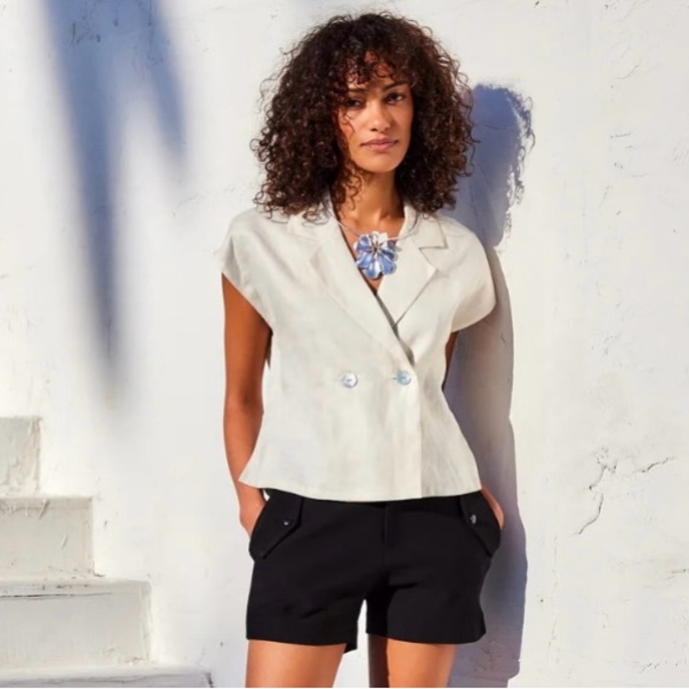 Fifteen Twenty Cream Double-Breasted Gisela Top